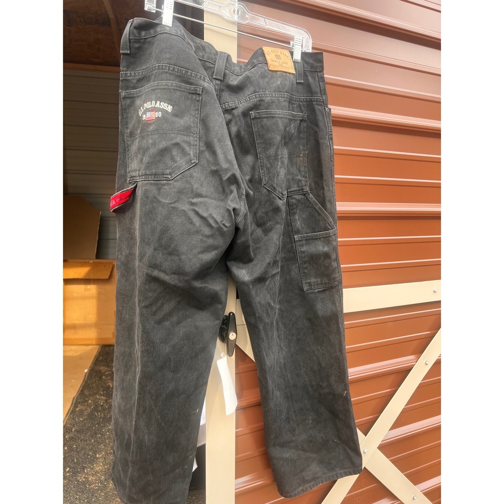 US Polo Assn Mens Black Denim Carpenter‎ Jeans Size 38x30 Authentic Styling - Picture 2 of 4